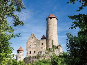 Le château modèle de Hornberg, propriété du chevalier Götz von Berlichingen, trône au-dessus du Neckar.