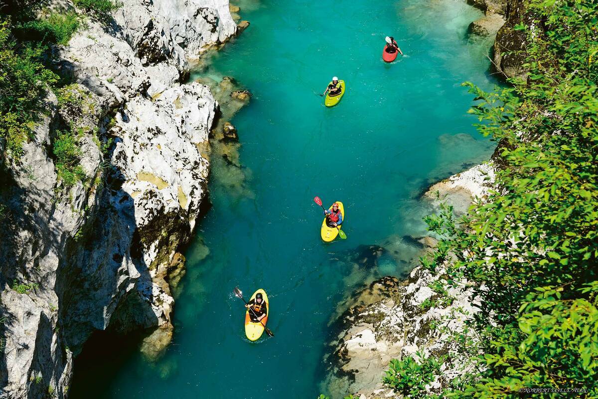 Die Soča ist ein Traumrevier für Kanuten.